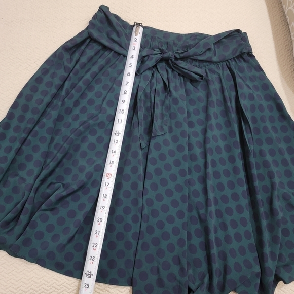 Tommy Hilfiger Green and Blue Polka Dot Midi flowy Skirt with Sash Toe Size Larg - Picture 7 of 13